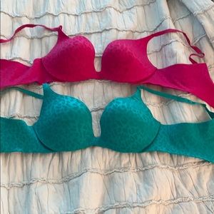 cheetah print Victoria Secret push up bra set